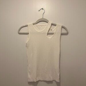 White Cut out Tank Top